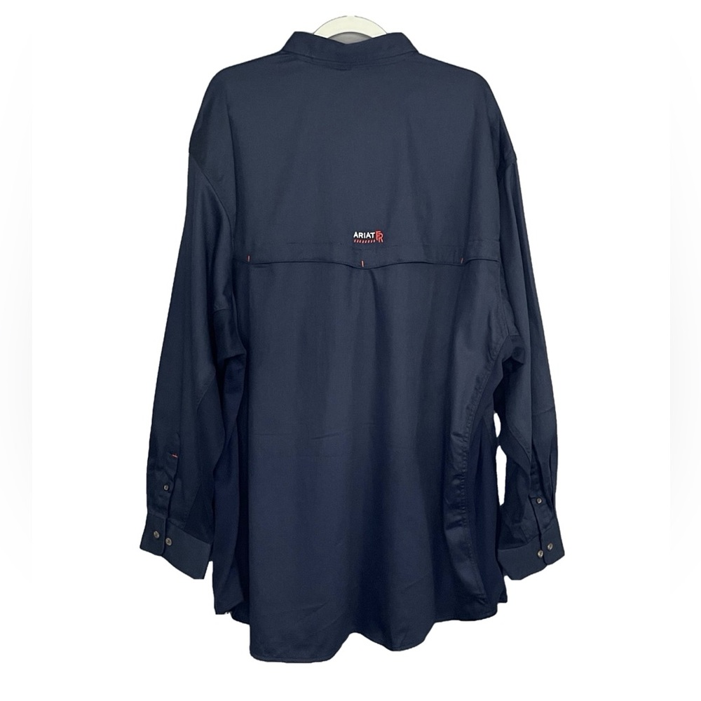 Ariat FR‎ Solid Vent Work Shirt Long Sleeve Navy Blue Cat 2 NWT - Picture 2 of 14